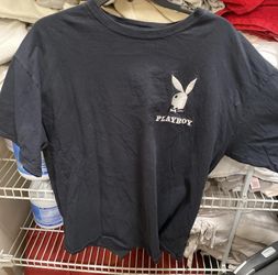 Playboy T-Shirt Black Men's  extra Large Cotton Short Sleeve 