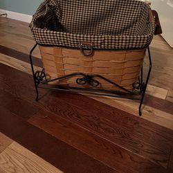 Longaberger Basket With Wrought Iron Stand