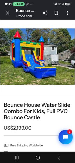 Jumper/bounce house with slide, pool and air blower