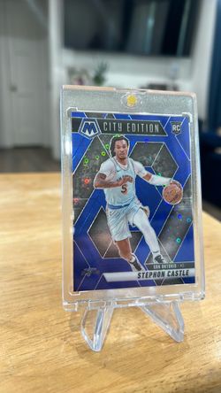Stephon Castle 2024-25 Mosaic Fast Break Blue City Edition SP 7/85 Rookie Card
