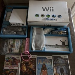 Nintendo Wii Console (RVL-001) Complete In Box w/ Wii Sports Disc,4 Games *NEW*