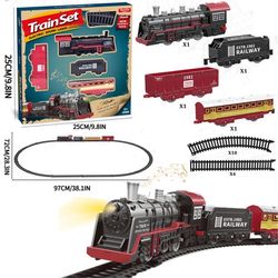 Electric Train Track Set with Lights & Music Retro Simulation Train Set Under