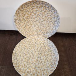 Set of 2 Donghia for Toscany Confetti Salad Plates 7.5" Beige Speckled Japan