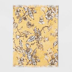 Threshold Cotton Flower Printed Fused Placemat in Yellow 4pc