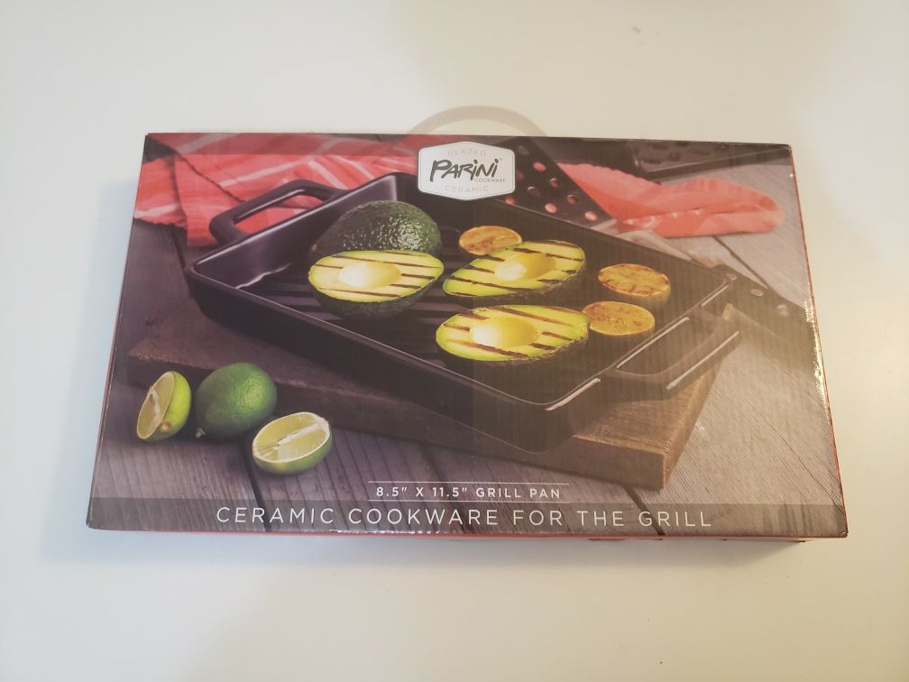 Parini Ceramic Cookware for the Grill 8.5" x 11.5" Grill Pan New