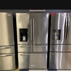 Kitchen Aid Five Door Refrigerator Stainless Steel 26 Cubic Ft. 