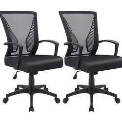 Brand new In Box - Furmax Office Chair Ergonomic Computer Desk Mesh Chair Mid Back Swivel Lumbar Support with Armrest (2, Black)