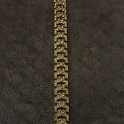 Men's stones gold finish casual hip hop fashion removable link bracelet.