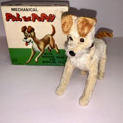 Vintage Marx Mechanical “Pal the Puppy” Wind-Up Plush Dog WORKS w/ Box 1950’s