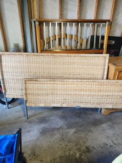 Wicker Rattan Bed Headboard and Footboard