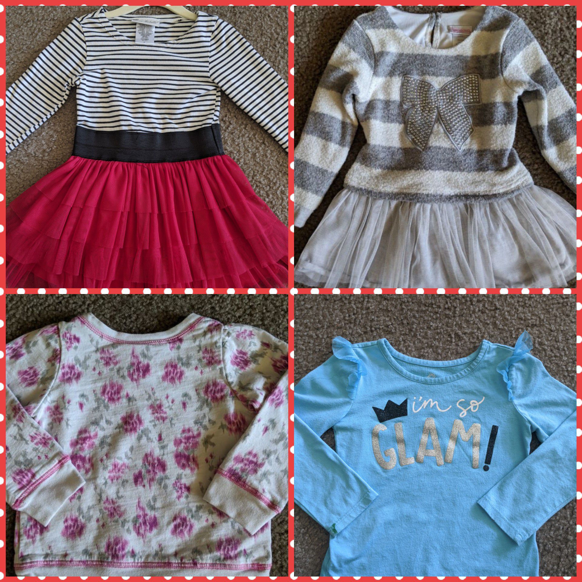 5 PC. Girls 3T Winter Clothes/Clothing Lot/Bundle| Sweater Dress / Top + Fleece Lined Leggings + Top + Jeans
