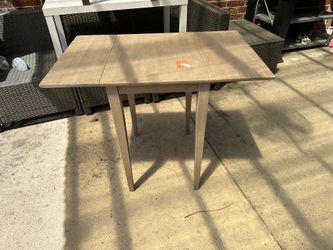 Weathered Taupe Gray Small Drop-Leaf Dining Table