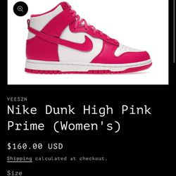 Nike Dunk High Pink Prime 7W / 5.5 Men 8W / 6.5 Men Brand New