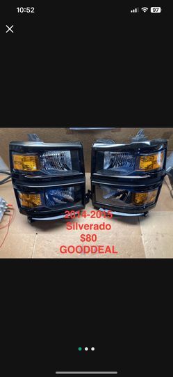 *DAMAGED TABS* #OH102  FIT 2014-2015 Chevrolet Silverado 1500 Black OE Style Halogen Headlight Head Lights Pair Set