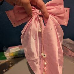 Special Large Hair Bow With Tassel And Charms