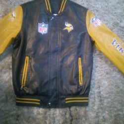 Minnesota Vikings Black And Yellow Bomber Leather Jacket 