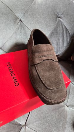 Ferragamo Brown Suede Penny Loafer Espadrille Shoes size 8 US 9