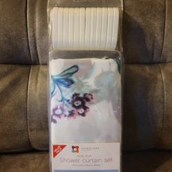 Interiors by Design 100% PEVA Butterfly Shower Curtain Set Value Pack 70x72