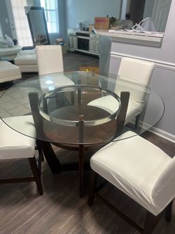 Round Glass Top Dining Table with 4 Chairs