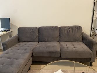 81.63" Wide Velvet Sofa & Chaise
