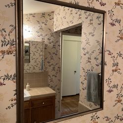 Wood Trimmed Mirror - with Metallic Finish