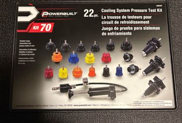 Cooling System Pressure Test Kit 22pc. La trousse de testeurs pour La trousse de testeurs pour circuit de refroidissement Juego de prueba para sistema