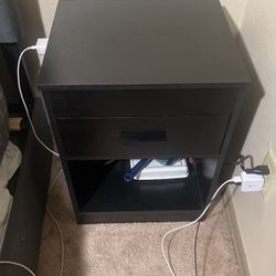 Nightstand with hidden safe and chargers