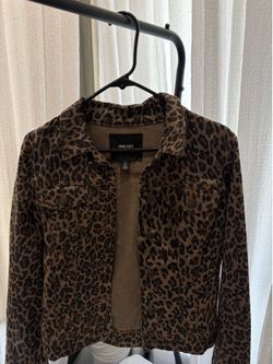 Nine West Leopard Print Denim Jacket – Size Medium
