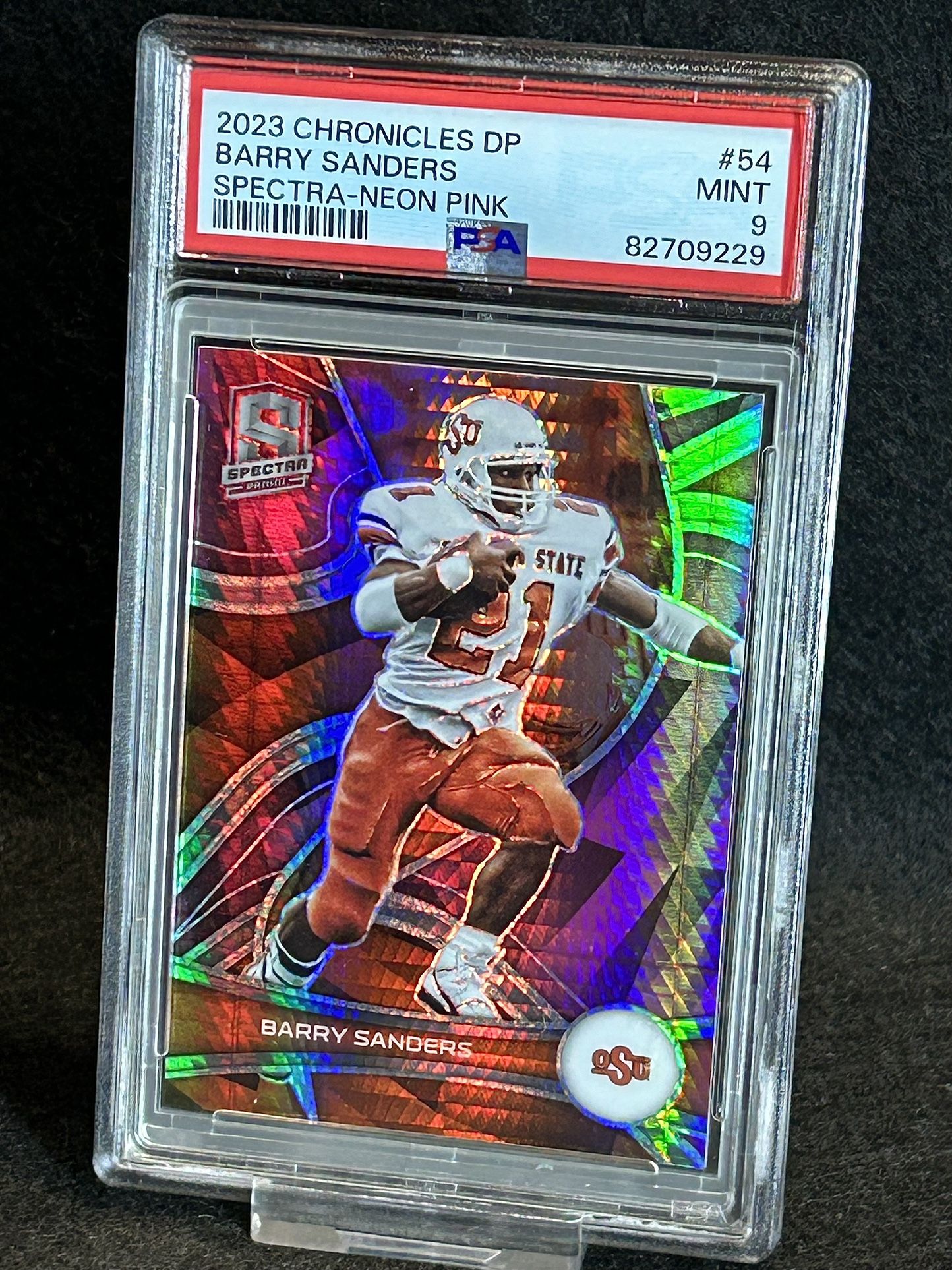 2023 Chronicles DP π₯ Barry Sanders π₯ Spectra-Neon Pink Prizm 58/75 PSA 9 Mint π - Detroit Lions