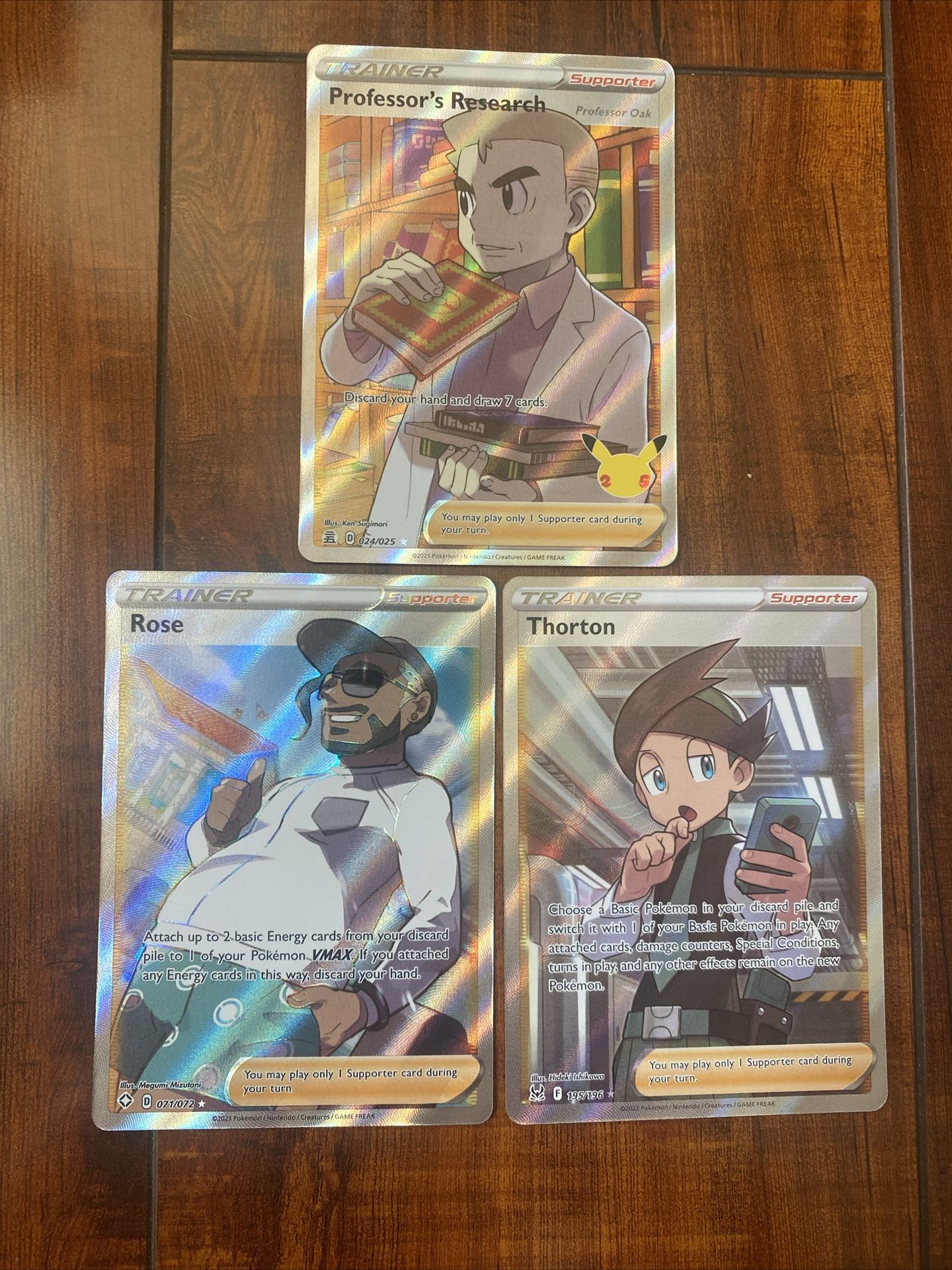 Pokemon Sword & Shield Trainer Card Lot! Professor’s Research, Rose, Thornton NM