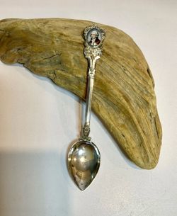 Antique 900 Silver Joseph Haydn Souvenir Spoon Vienna Wien Enamel Portrait 11g