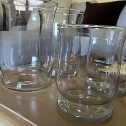 2 8x6 and 2 6x5 Glass Candle Holders $20