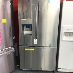 New Scratch And Dent Frigidaire 27 Cu Ft Stainless Steel French Door Fridge. 1 year Warranty 