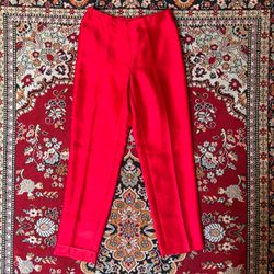 Ann Taylor Red Silk Trousers