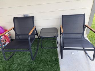 Outdoor Patio Rocking Chair Set with Side Table