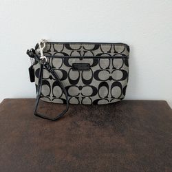 Coach Gray/Black Signature Wristlet