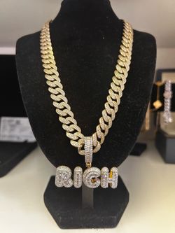 Cuban buss down  chain with charm gold plated 300$
