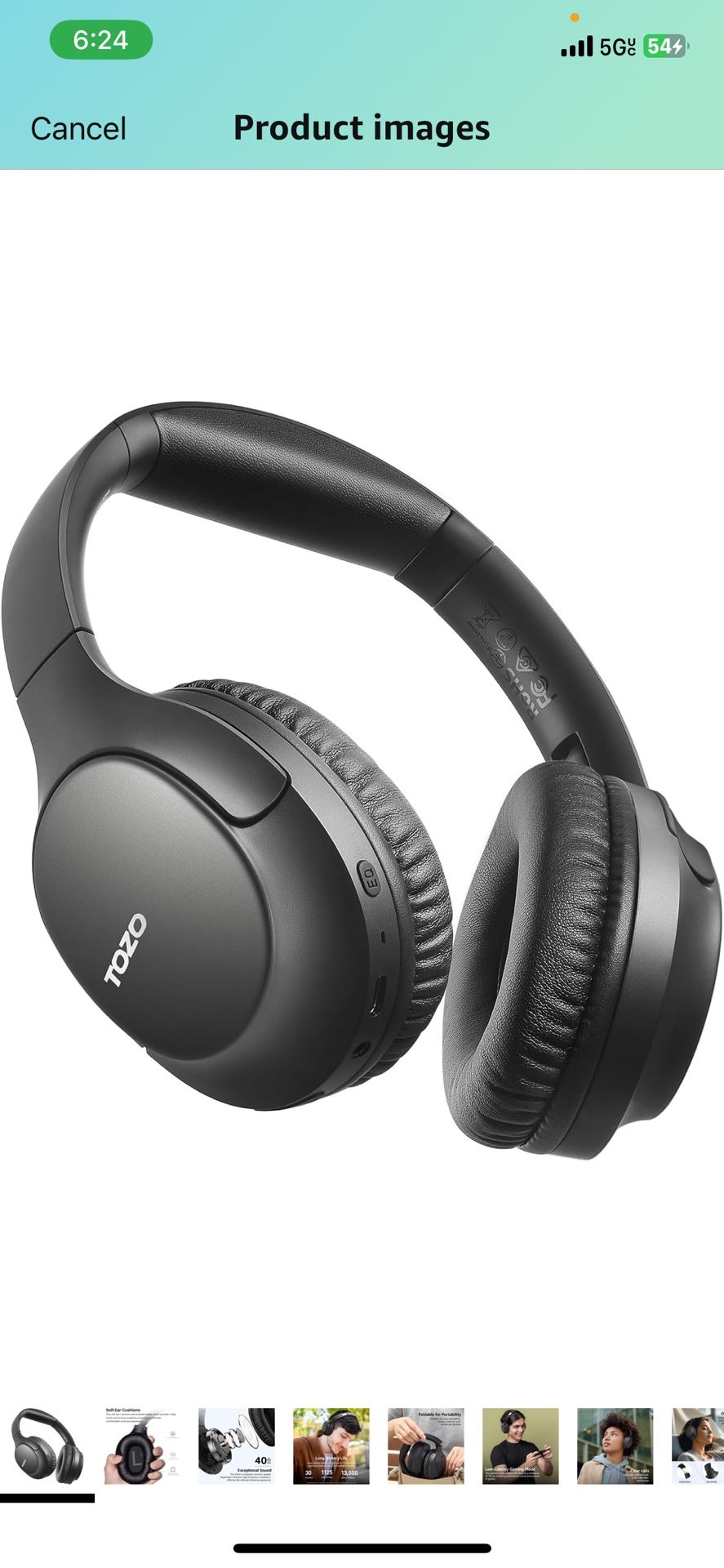 TOZO Bluetooth 5.4 Over Ear Headphones,70H Playtime with Mic,Delay Mode,Foldable Wireless Headset,Deep Bass Stereo Sound,Customizable 32 EQ Music Mode