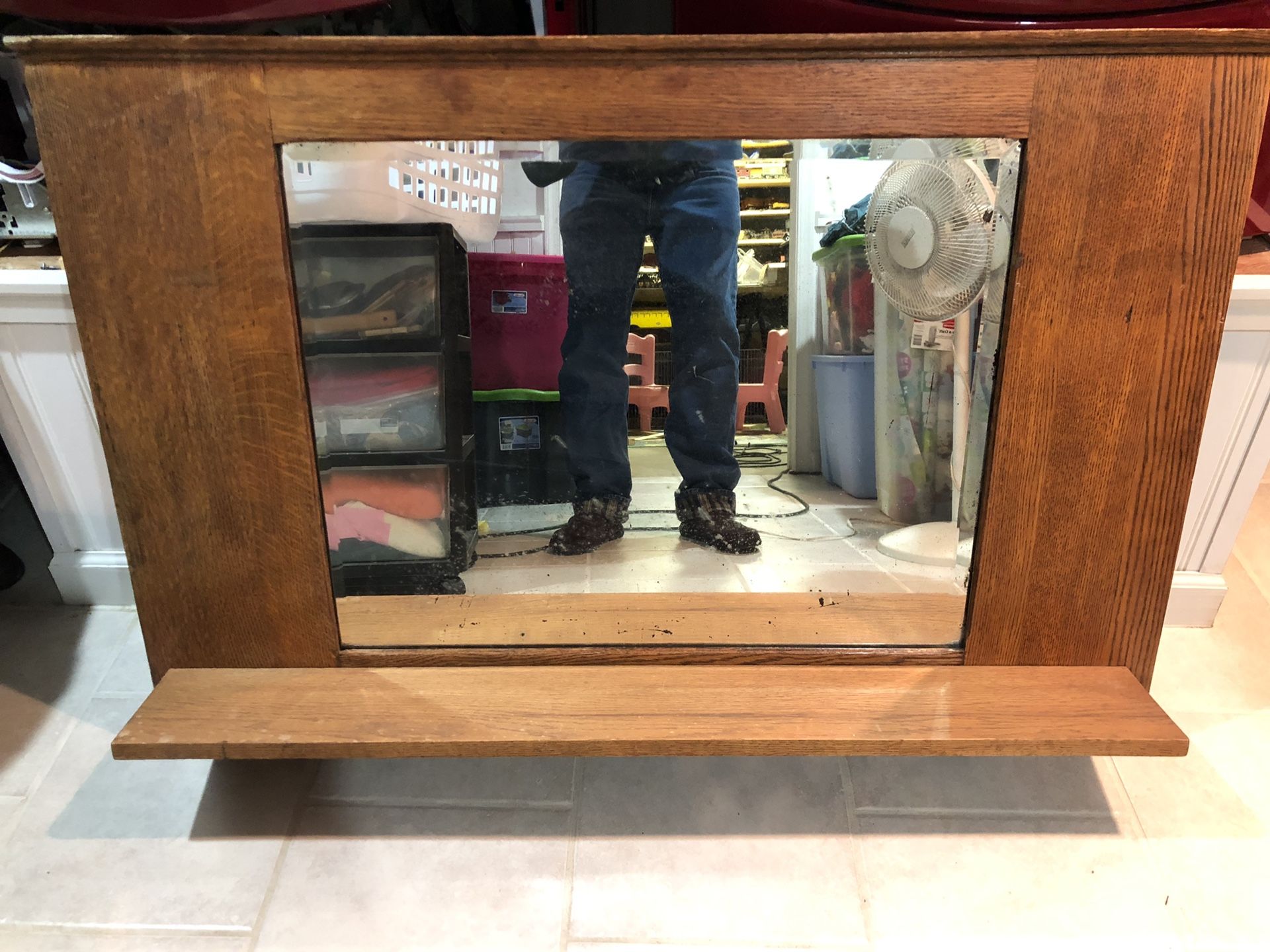 Antique oak bar mirror