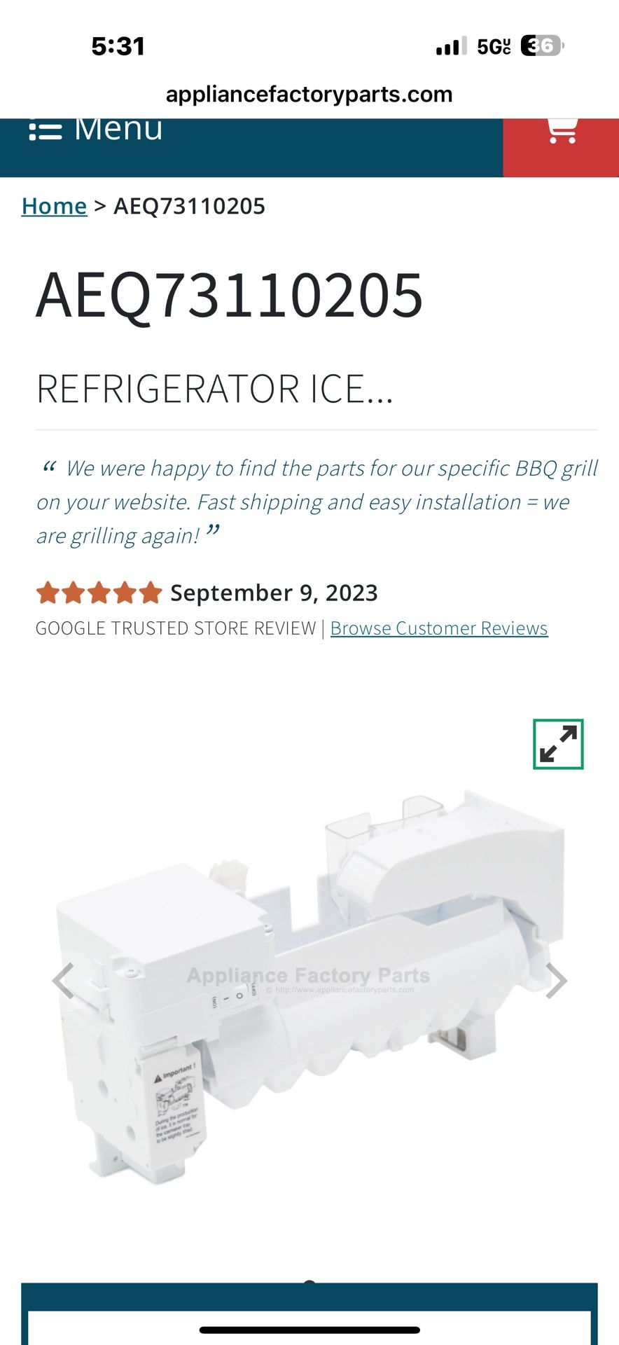 New LG Ice Maker AEQ(contact info removed)5