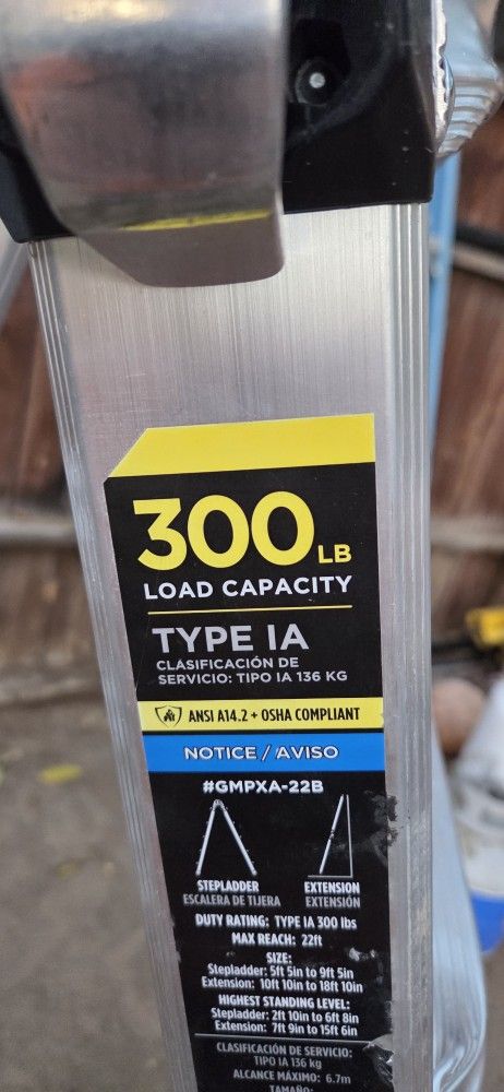 Gorilla ladder, 22 foot.
New used