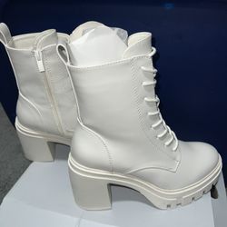 Steve Madden White Heel Boots