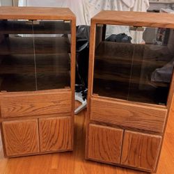 Beautiful Golden Oak Vintage Cabinets On Wheels