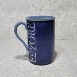 Rare Disney Store EEYORE Ceramic Coffee Mug Blue Cup Green Yellow Dragonfly