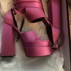 Pink Versace platform heels 