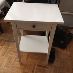 White End Table Wood With Small Drawer And Shelf 18”Wx13.75”Dx27.75”H