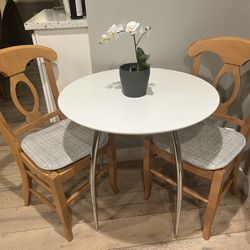Modern 30 Round Dining Table With 2 Chairs Mesa Sillas