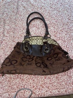 Coach Signature Handbag Brown Canvas and Leather