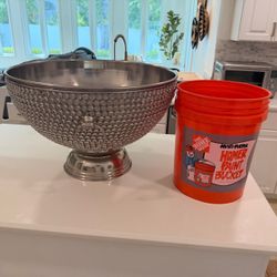 Large Silver Hobnail Footed Punch Bowl