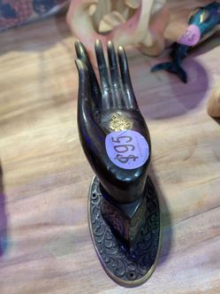 Bronze Buddha Hand Statue with Decorative Base